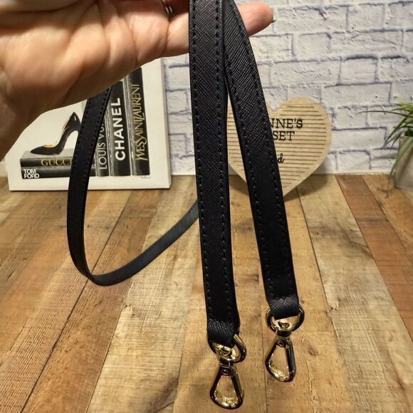 Black saffiano leather replacement Strap with Gold MK bag Charm - Picture 4 of 13